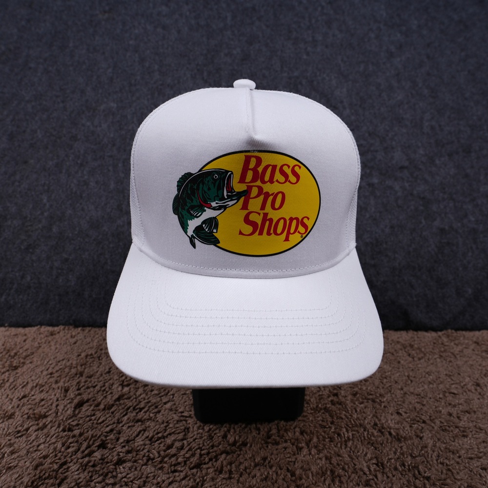Bass Pro Shops Trucker Hat Men One Size White Excellent Mesh Snapback Cap
